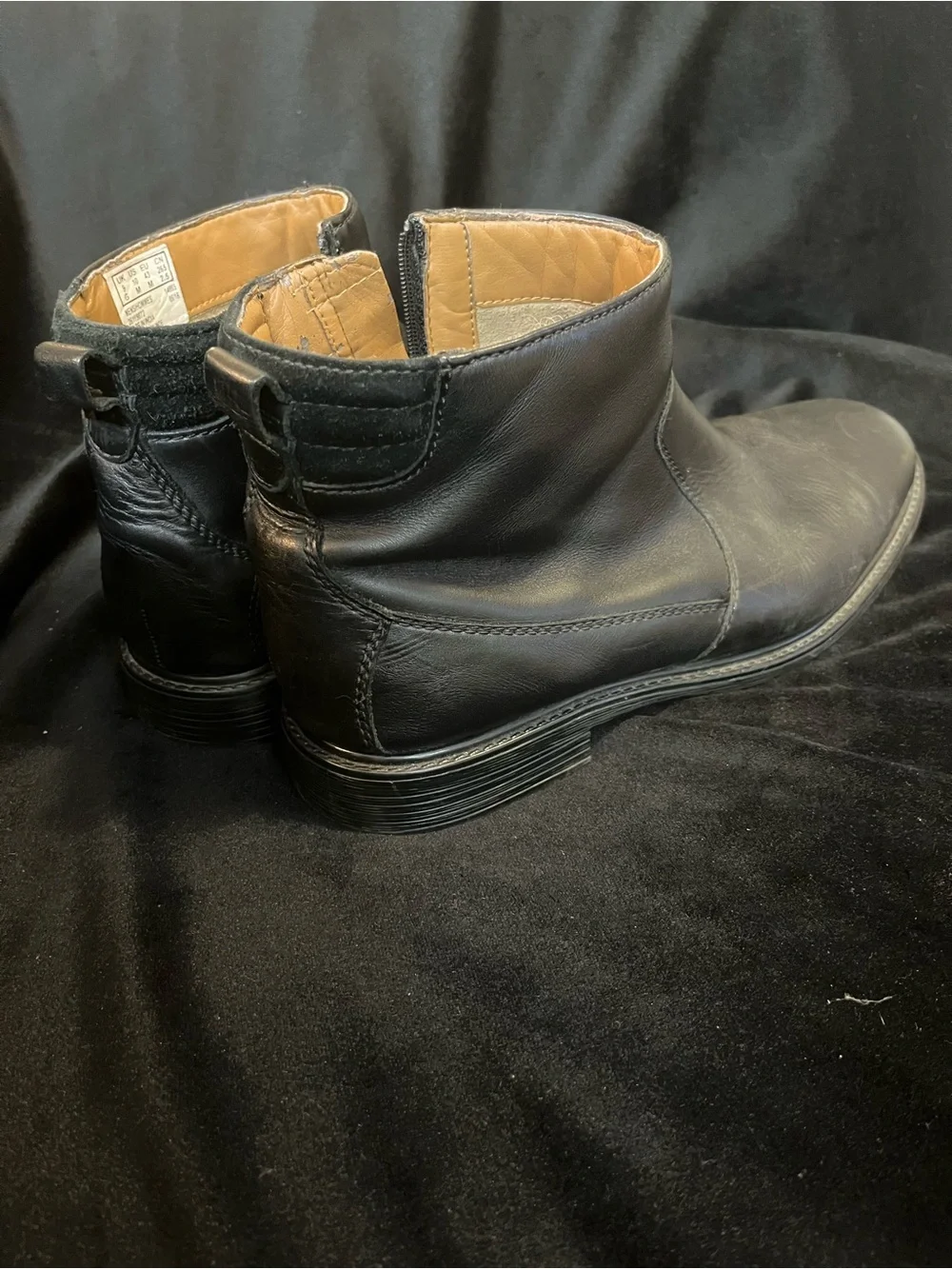 Clarks Black Leather Zip-Back Ankle Boots zipper western